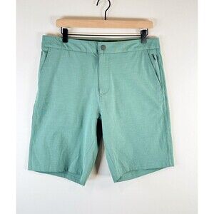 Johnnie O Mens Shorts Green Chino Flat Front Performance Stretch Golf Size 32
